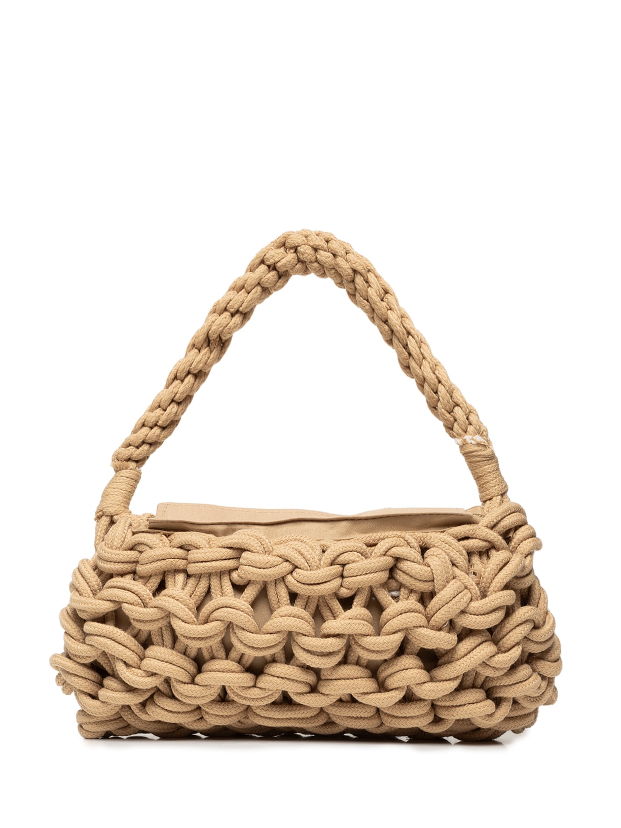 Bolsa Feminina Tiracolo de Croche - Bege