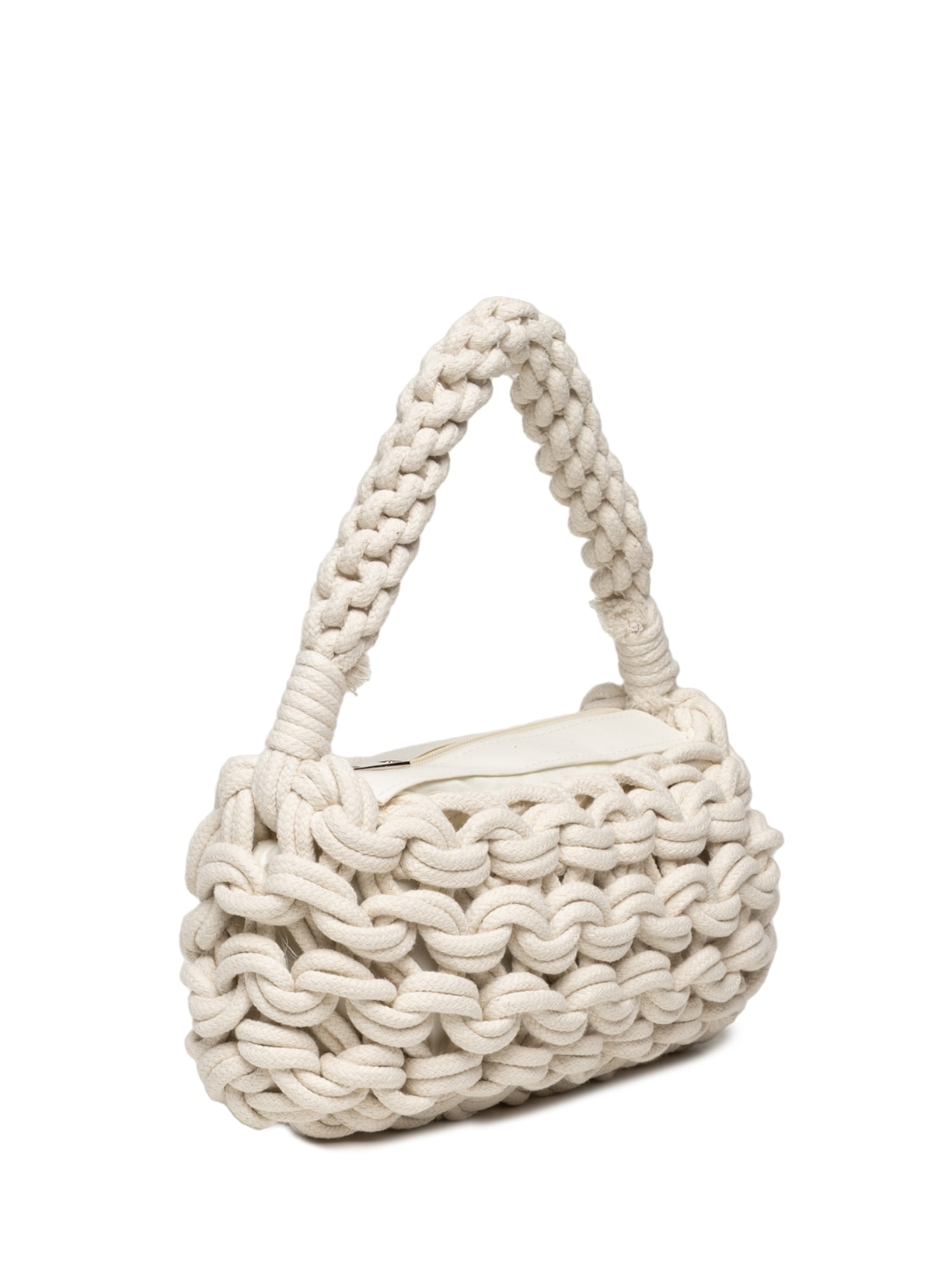 Bolsa Feminina Tiracolo de Croche Branco Basiq
