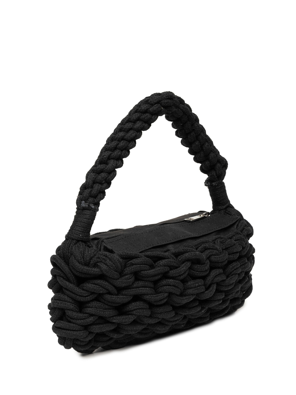 Bolsa Feminina Tiracolo de Croche Preto Basiq