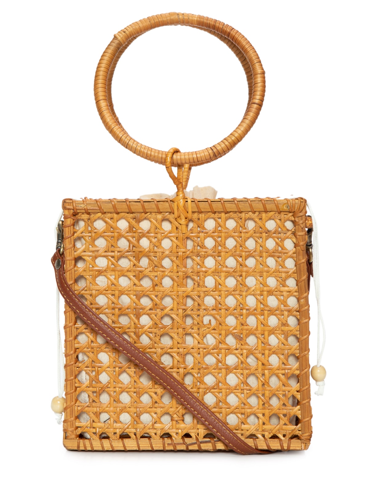 Bolsa Feminina Tiracolo De Palha - Bege