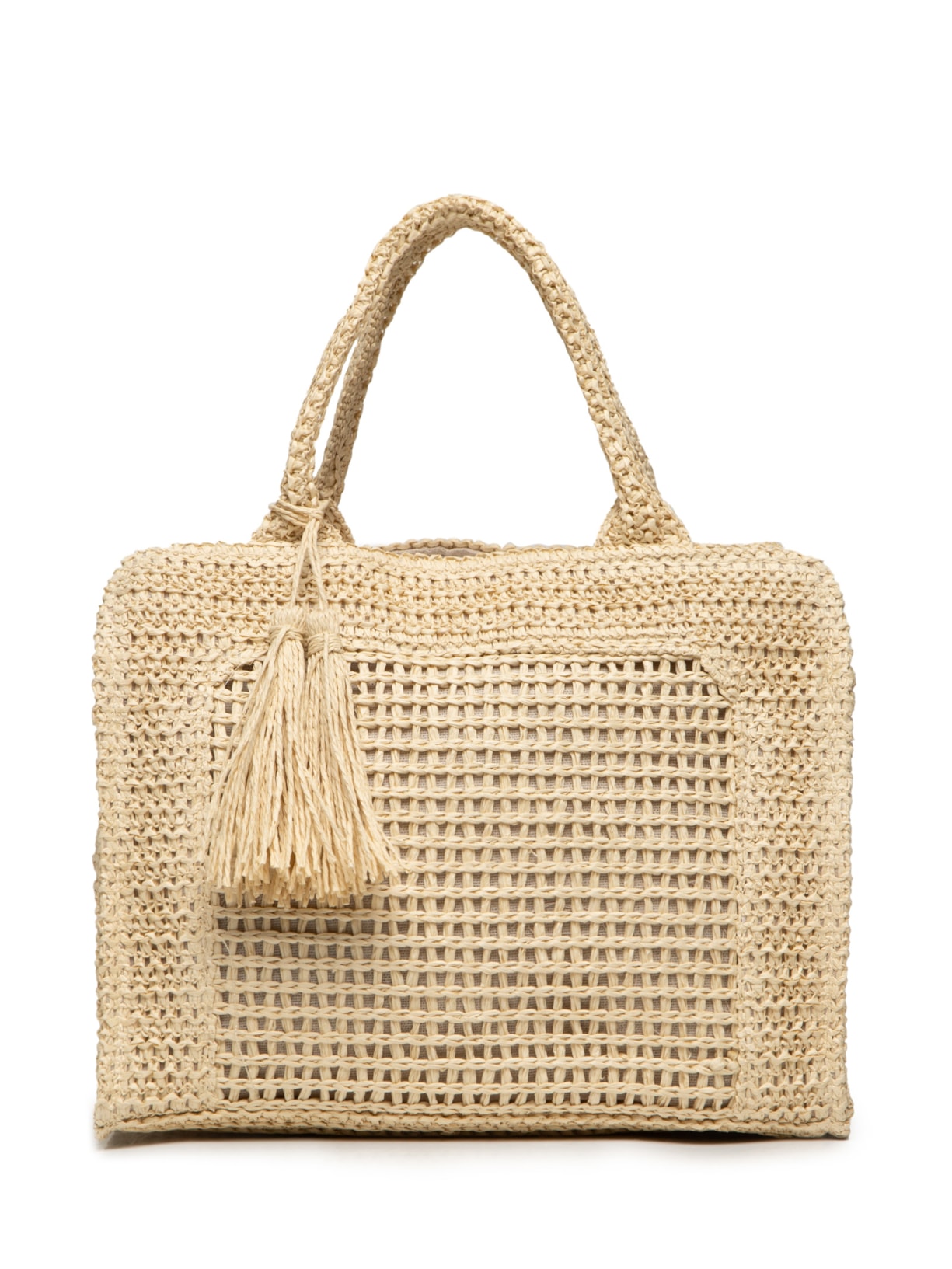 Bolsa Feminina Tiracolo de Palha - Bege