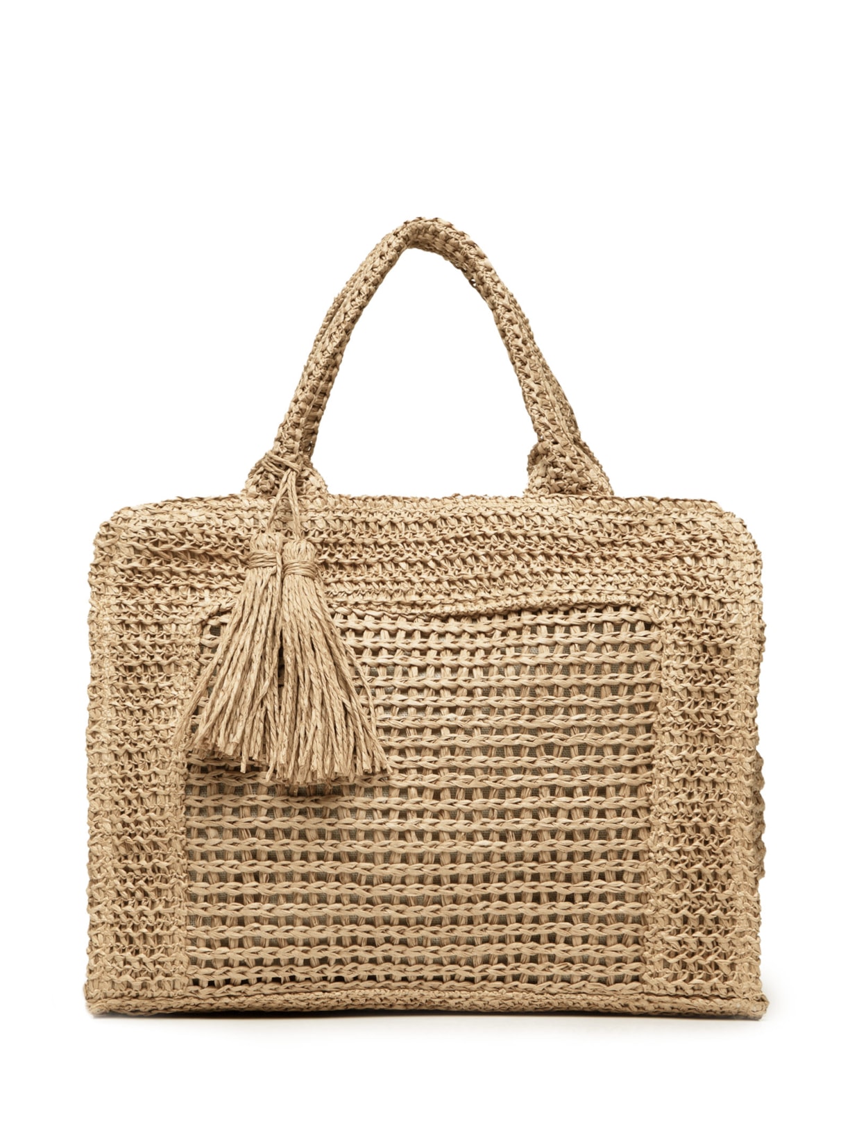 Bolsa Feminina Tiracolo de Palha - Bege