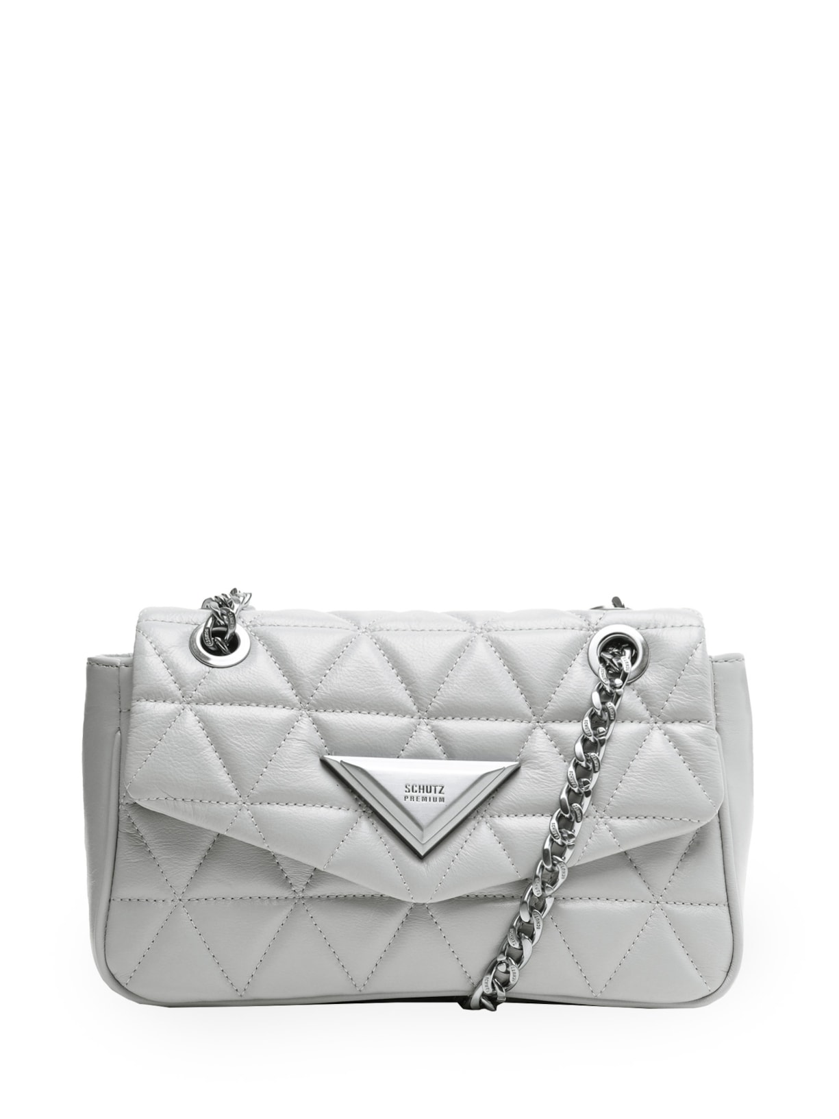 Bolsa Feminina Tiracolo Grande 944 Couro - Cinza