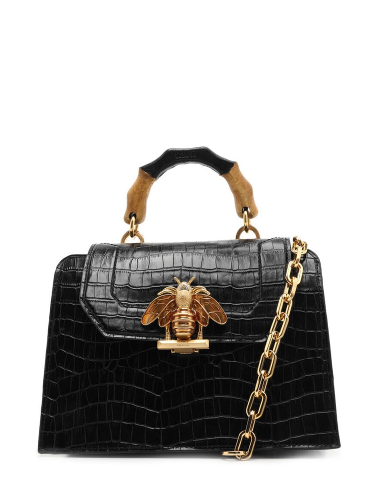 Bolsa Feminina Tiracolo Grande Believe Couro Croco - Preto