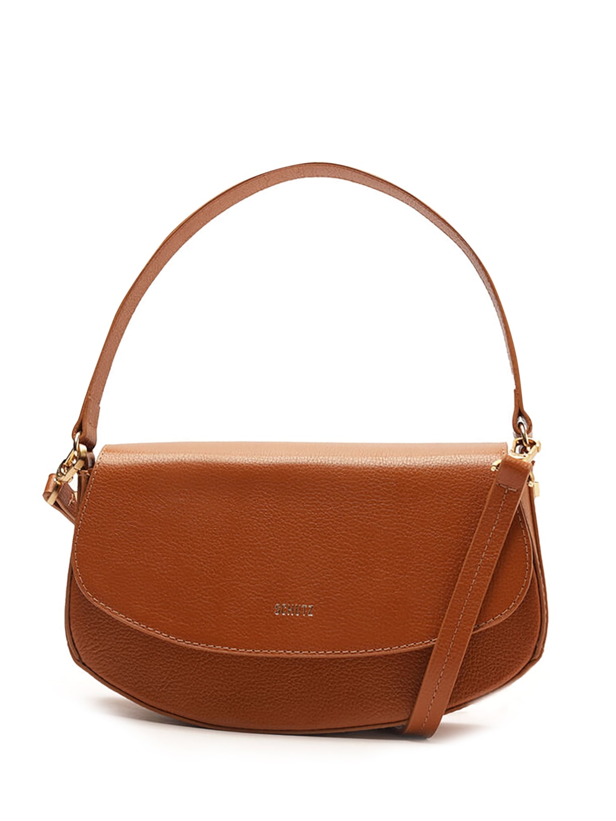 Bolsa Feminina Tiracolo Média Baguette Couro - Marrom