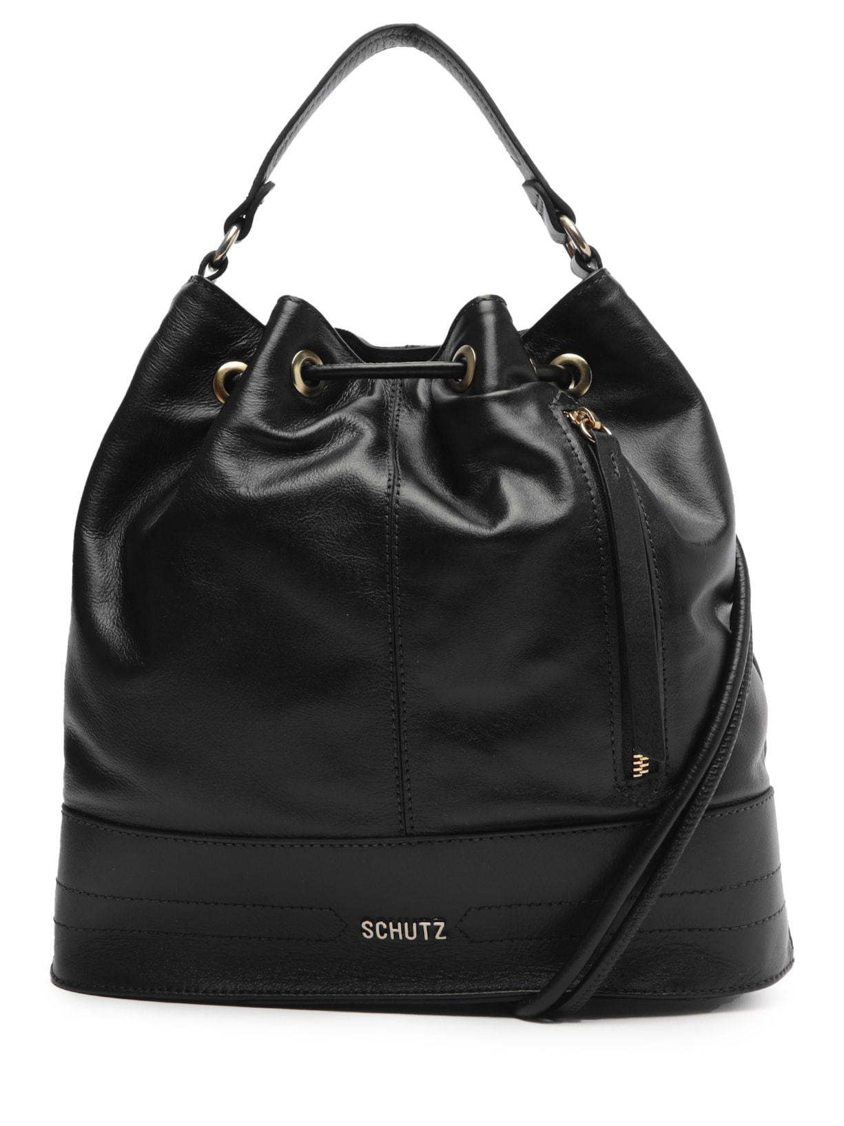 Bolsa Feminina Tiracolo Média Billie Couro - Preto