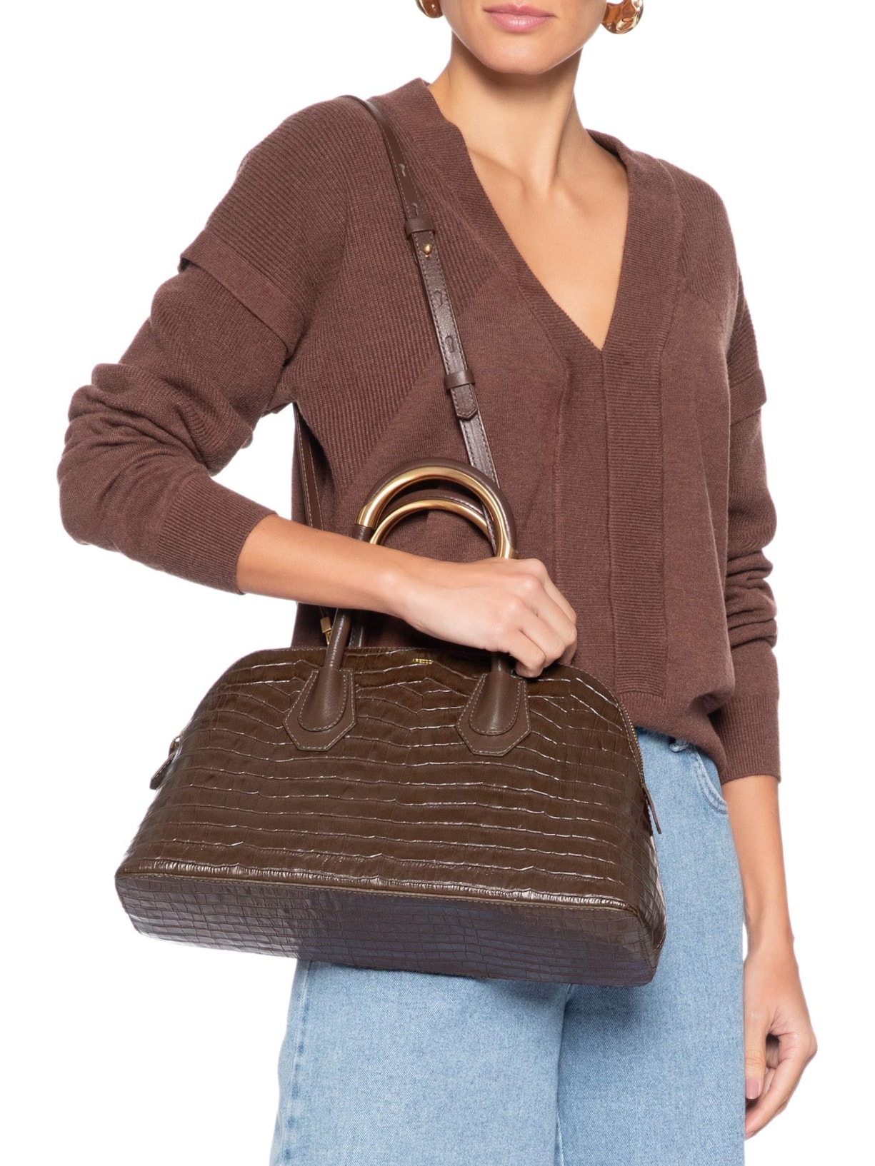 Bolsa Feminina Tiracolo Média Couro Marrom Arezzo