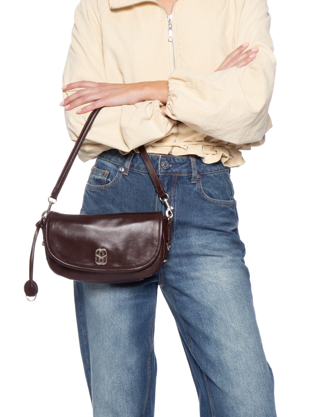 Bolsa Feminina Tiracolo Média Couro Marrom Schutz