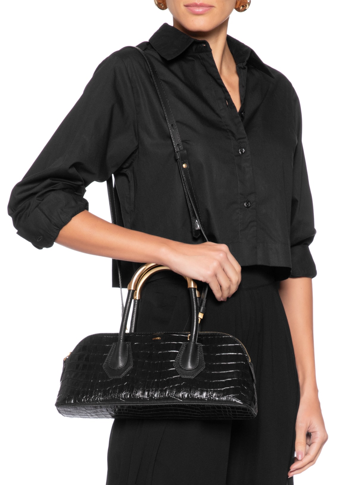 Bolsa Feminina Tiracolo Média Couro Preto Arezzo