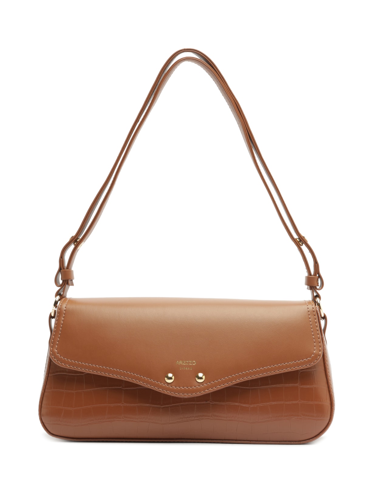 Bolsa Feminina Tiracolo Média Croco - Marrom