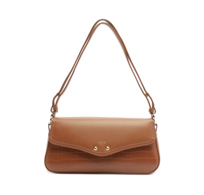 Bolsa Feminina Tiracolo Média Croco - Marrom