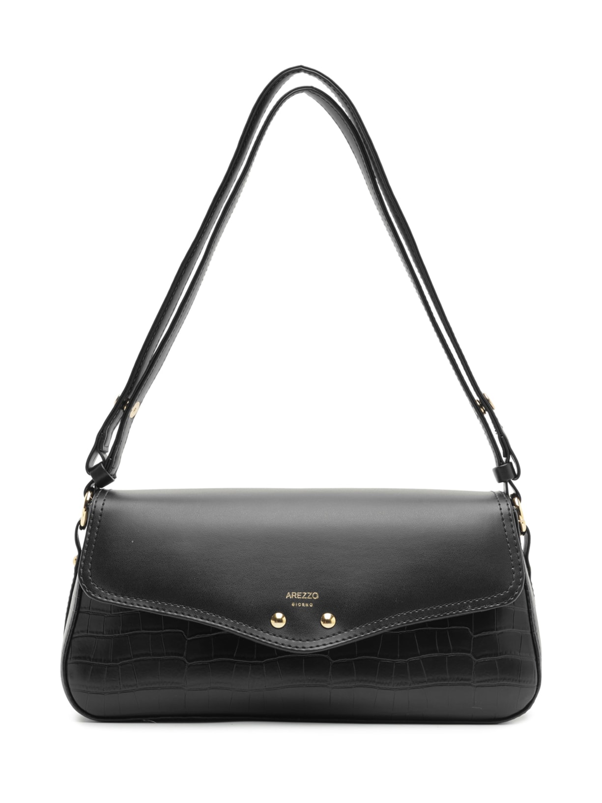 Bolsa Feminina Tiracolo Média Croco Preto Arezzo
