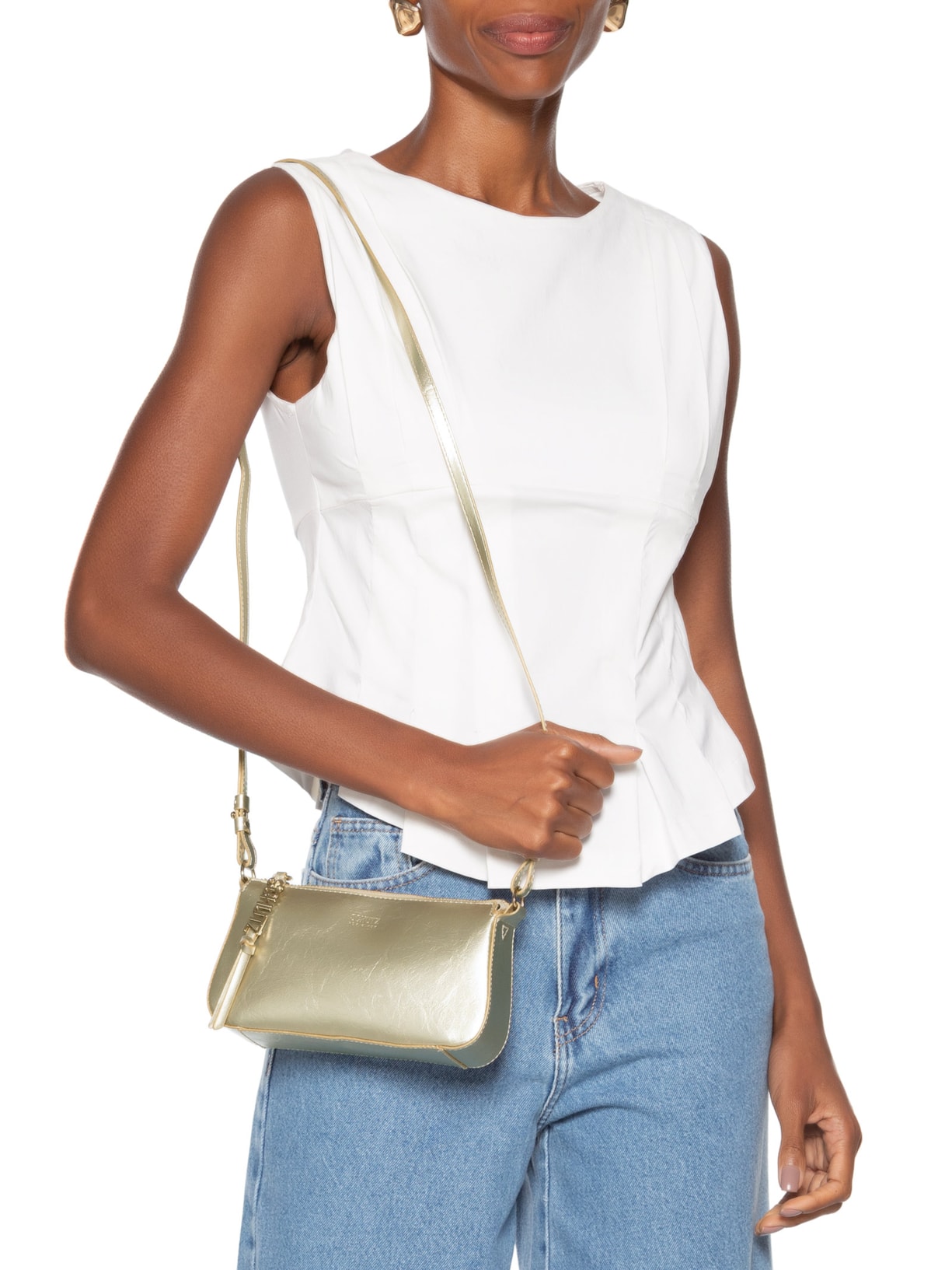 Bolsa Feminina Tiracolo Média Dourado Schutz