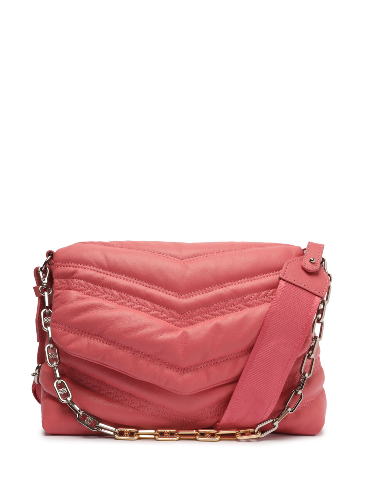 Bolsa Feminina Tiracolo Média Kiara Couro - Rosa