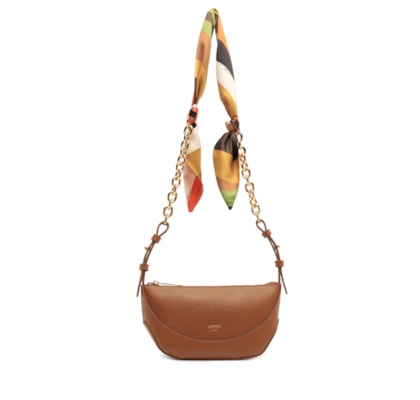 Bolsa Feminina Tiracolo Média Lenço - Marrom