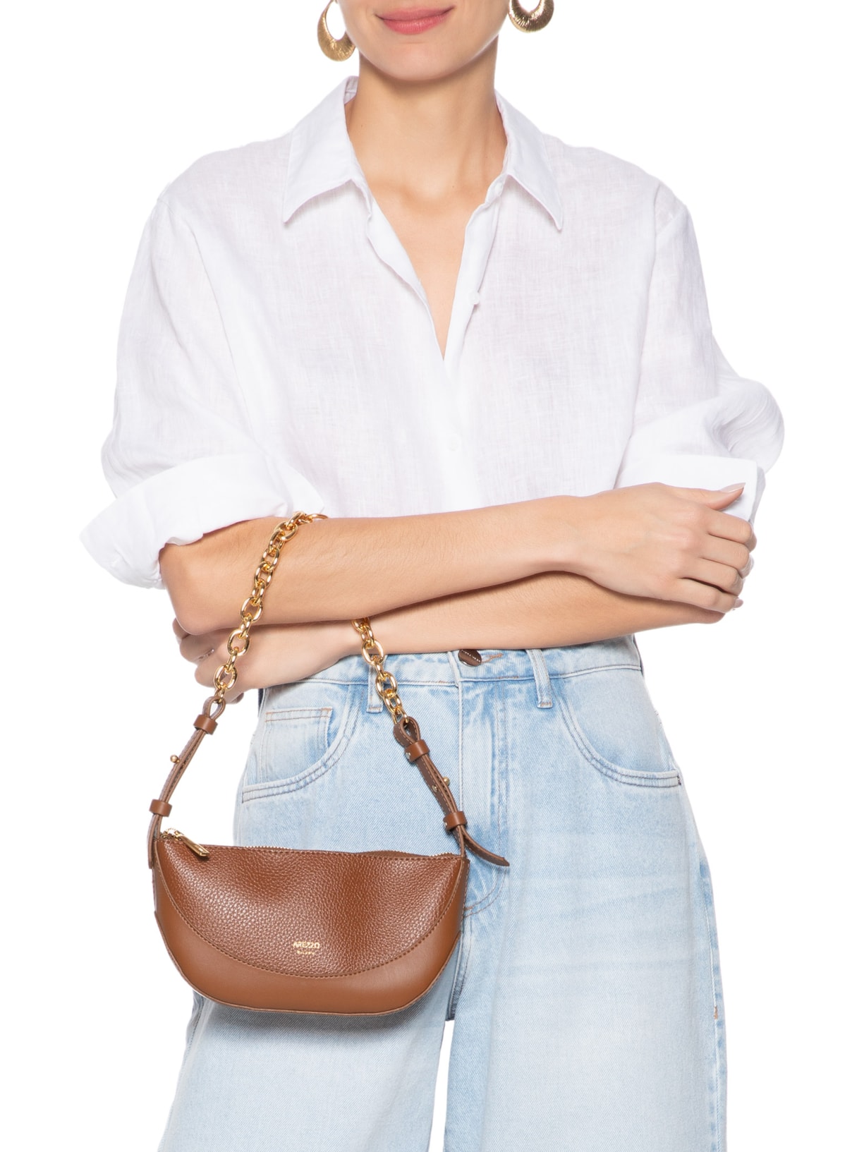 Bolsa Feminina Tiracolo Média Lenço Marrom Arezzo