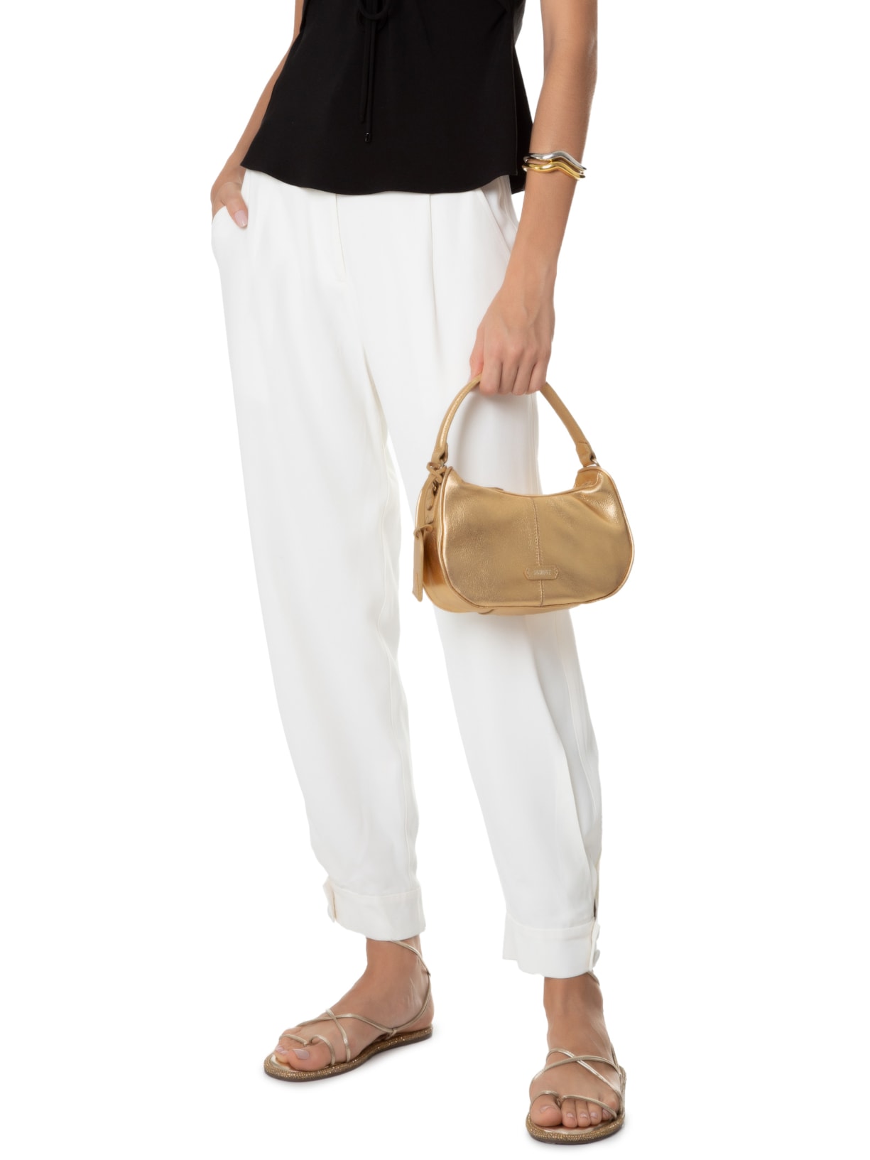 Bolsa Feminina Tiracolo Média Mia Couro Dourado Schutz