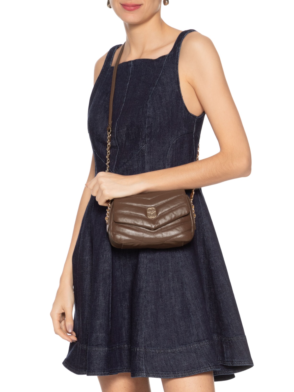 Bolsa Feminina Tiracolo Mini Icon Elara Couro Marrom Schutz