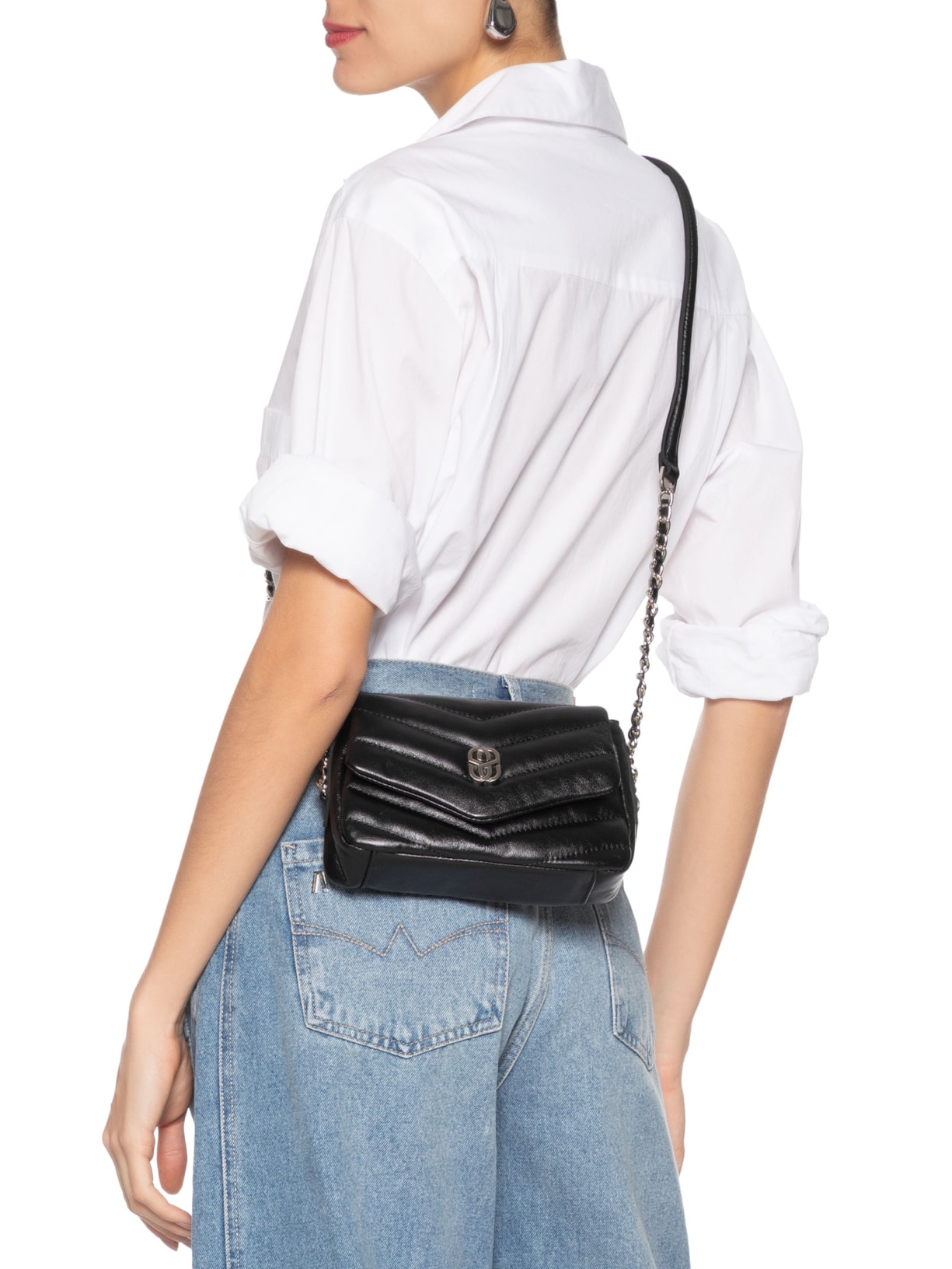 Bolsa Feminina Tiracolo Mini Icon Elara Couro Preto Schutz