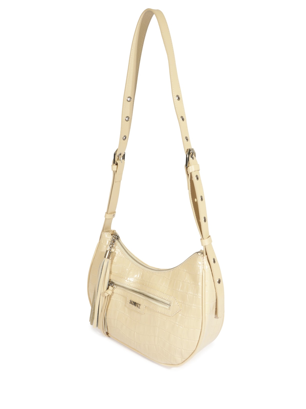 Bolsa Feminina Tiracolo Mirella Couro Croco Branco Schutz
