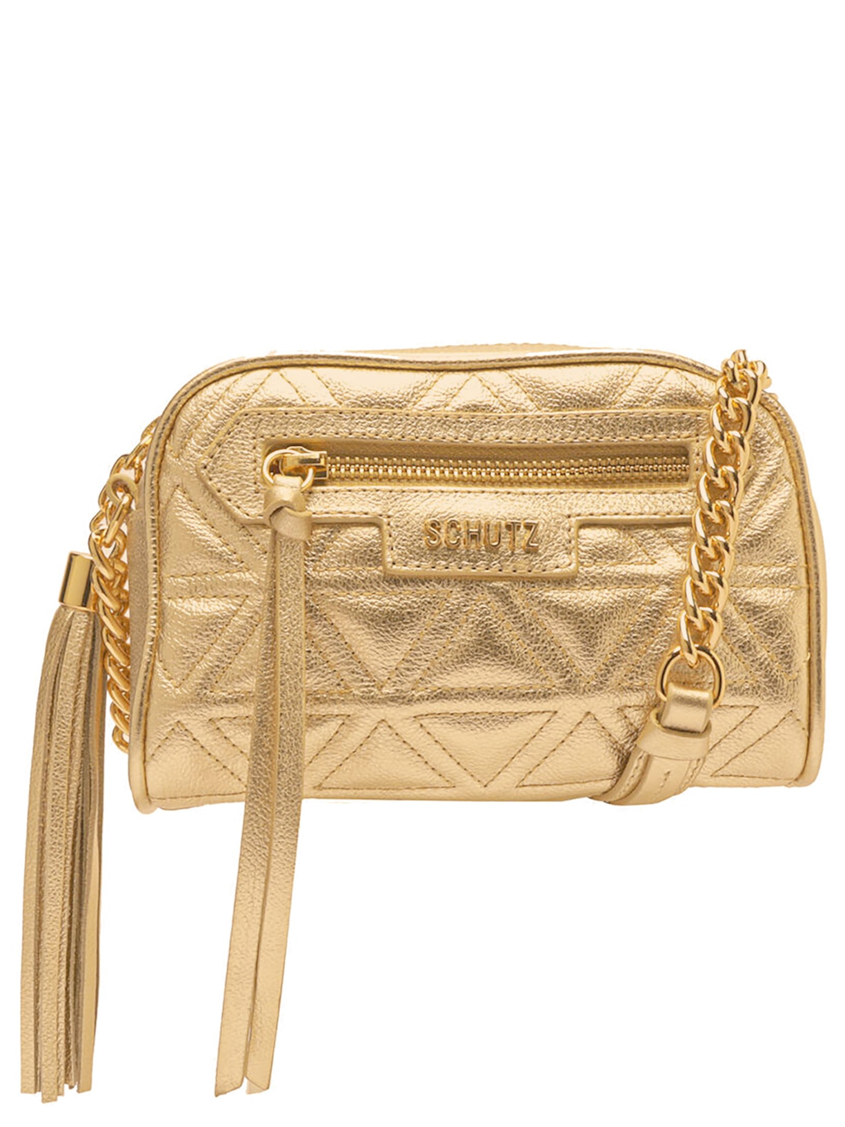 Bolsa Feminina Tiracolo Mirella Couro - Dourado