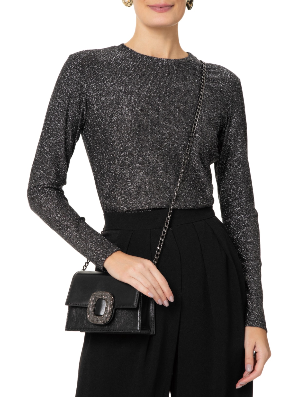 Bolsa Feminina Tiracolo Nancy Veneto Pequena Preto Vicenza