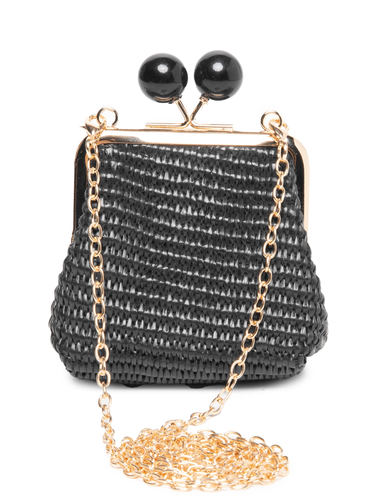 Bolsa Feminina Tiracolo Palha Tramada - Preto