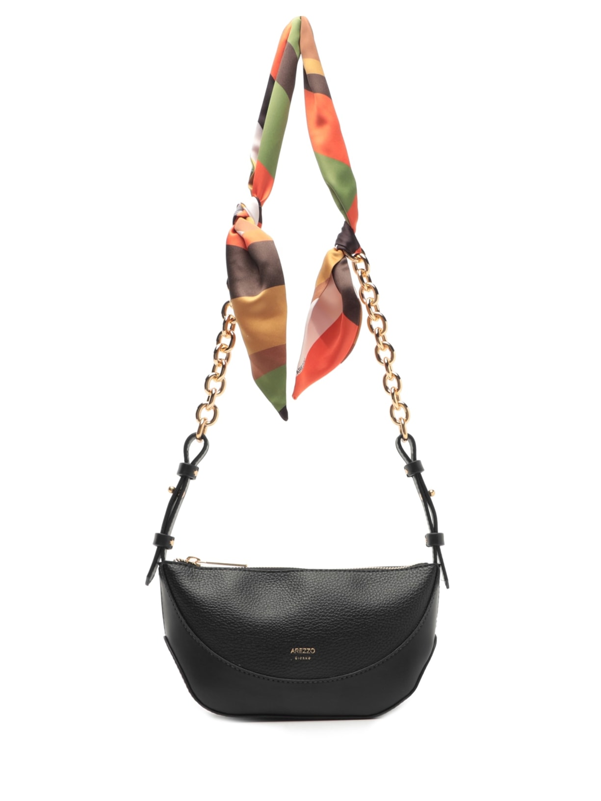 Bolsa Feminina Tiracolo Pequena Alça Lenço - Preto