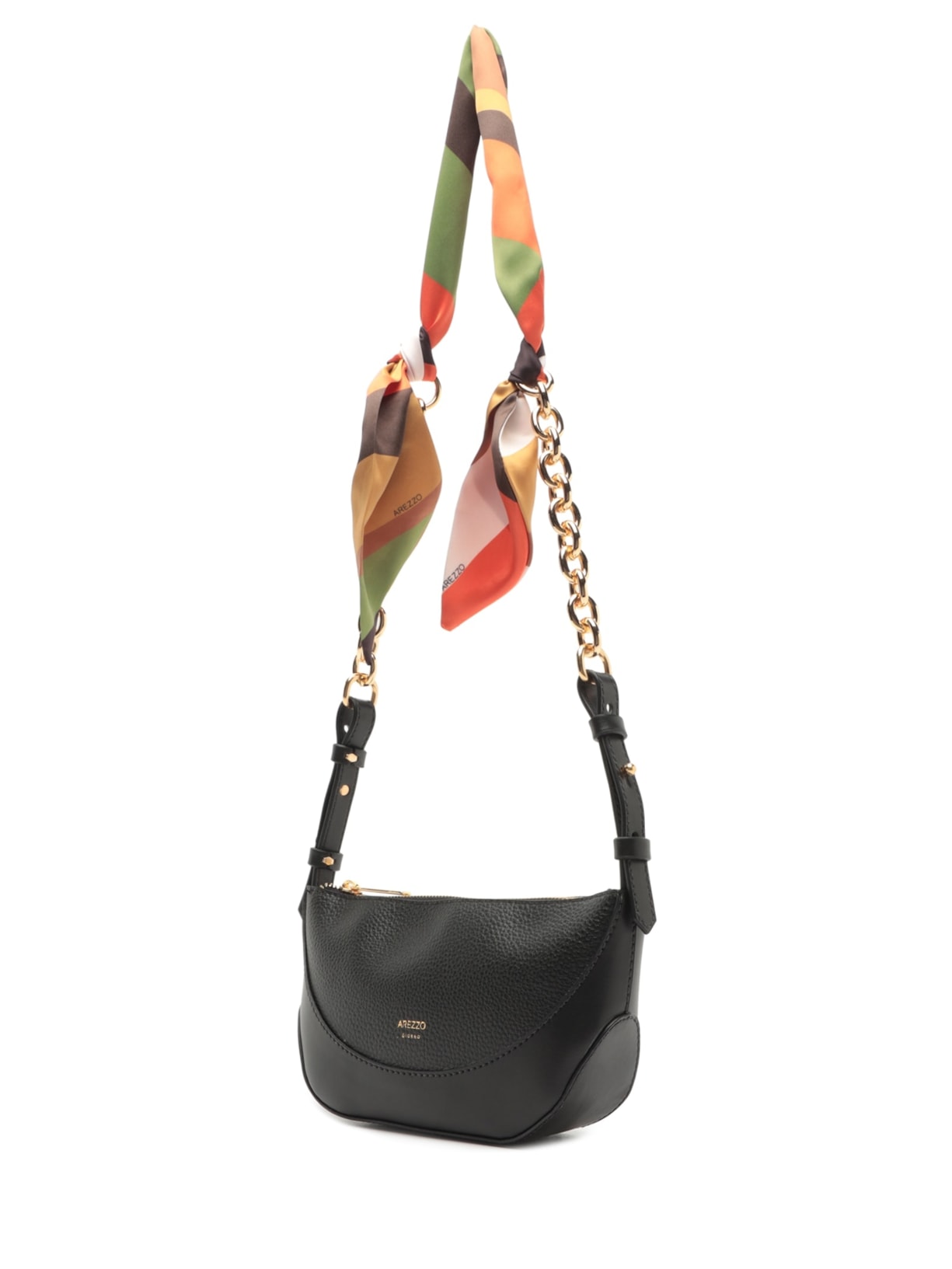 Bolsa Feminina Tiracolo Pequena Alça Lenço Preto Arezzo