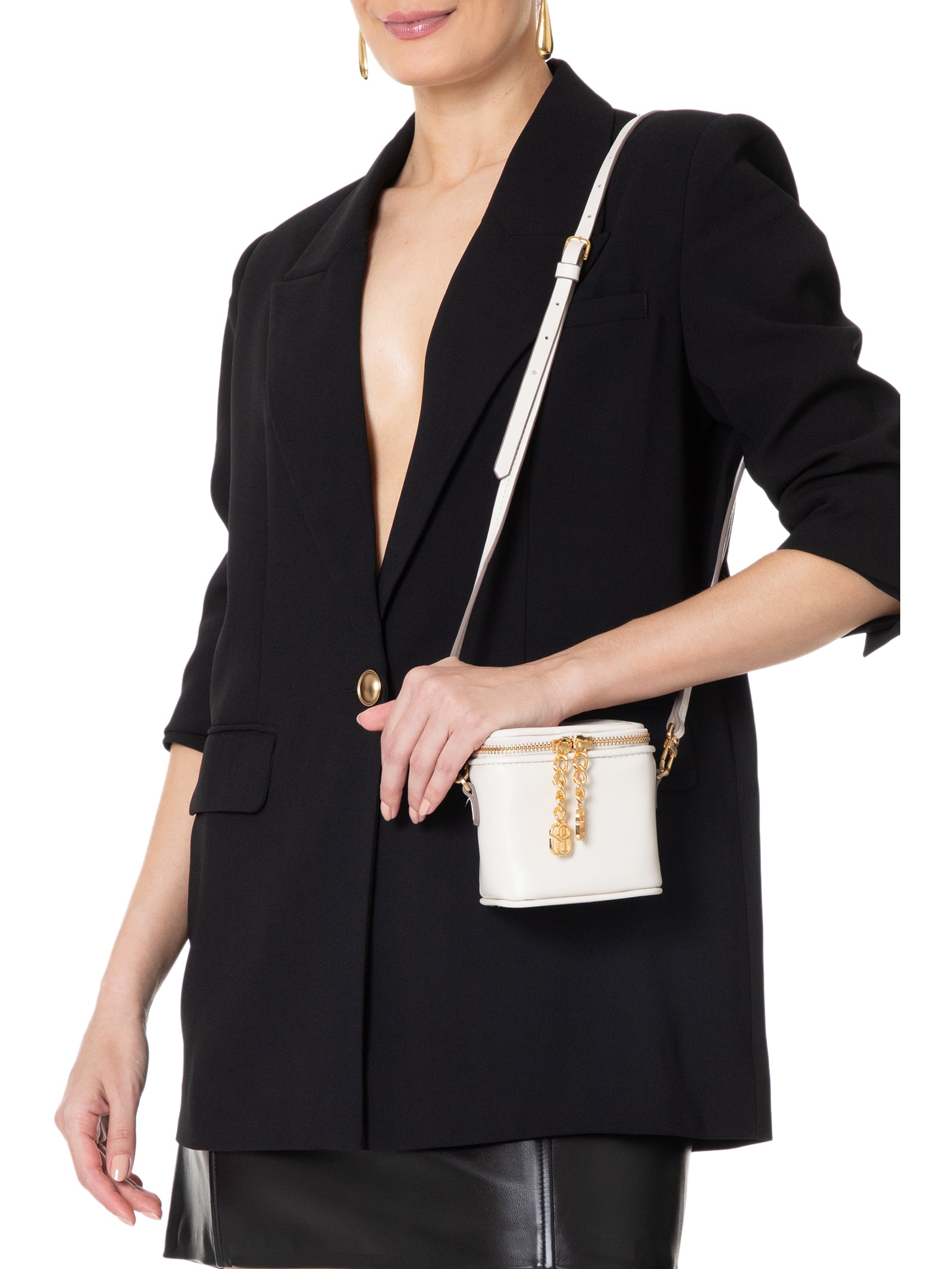 Schutz - Bolsa Feminina Tiracolo Pequena Boxy Couro - Off White