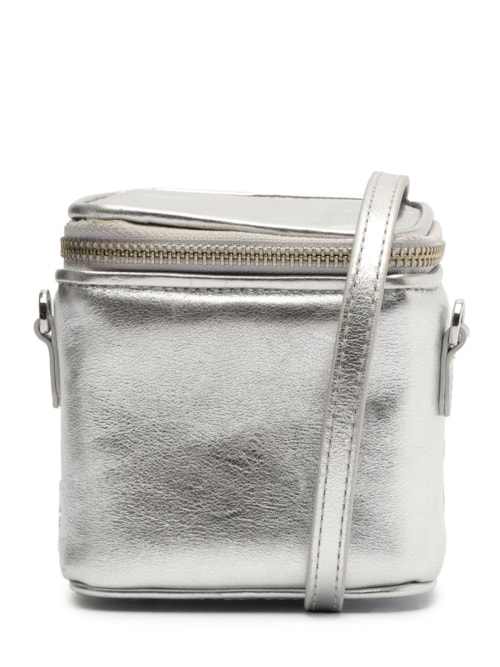 Bolsa Feminina Tiracolo Pequena Boxy Couro - Prata