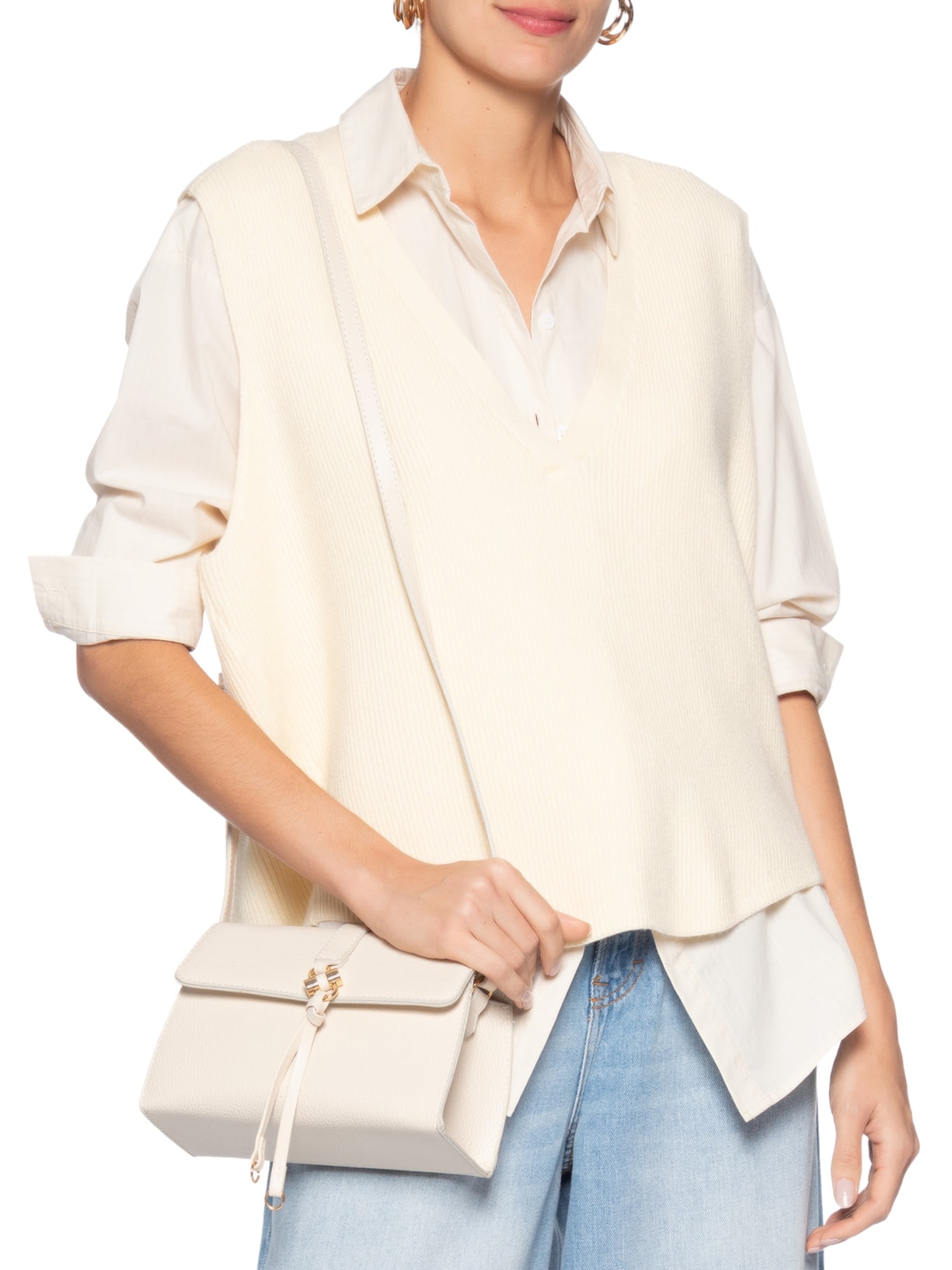 Bolsa Feminina Tiracolo Pequena Branco Arezzo