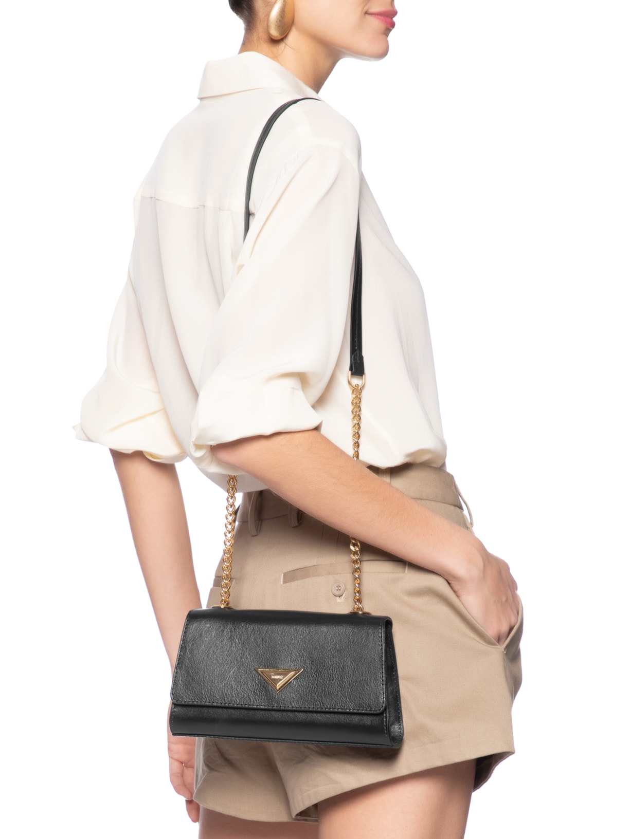 Bolsa Feminina Tiracolo Pequena Cally Couro Preto Schutz