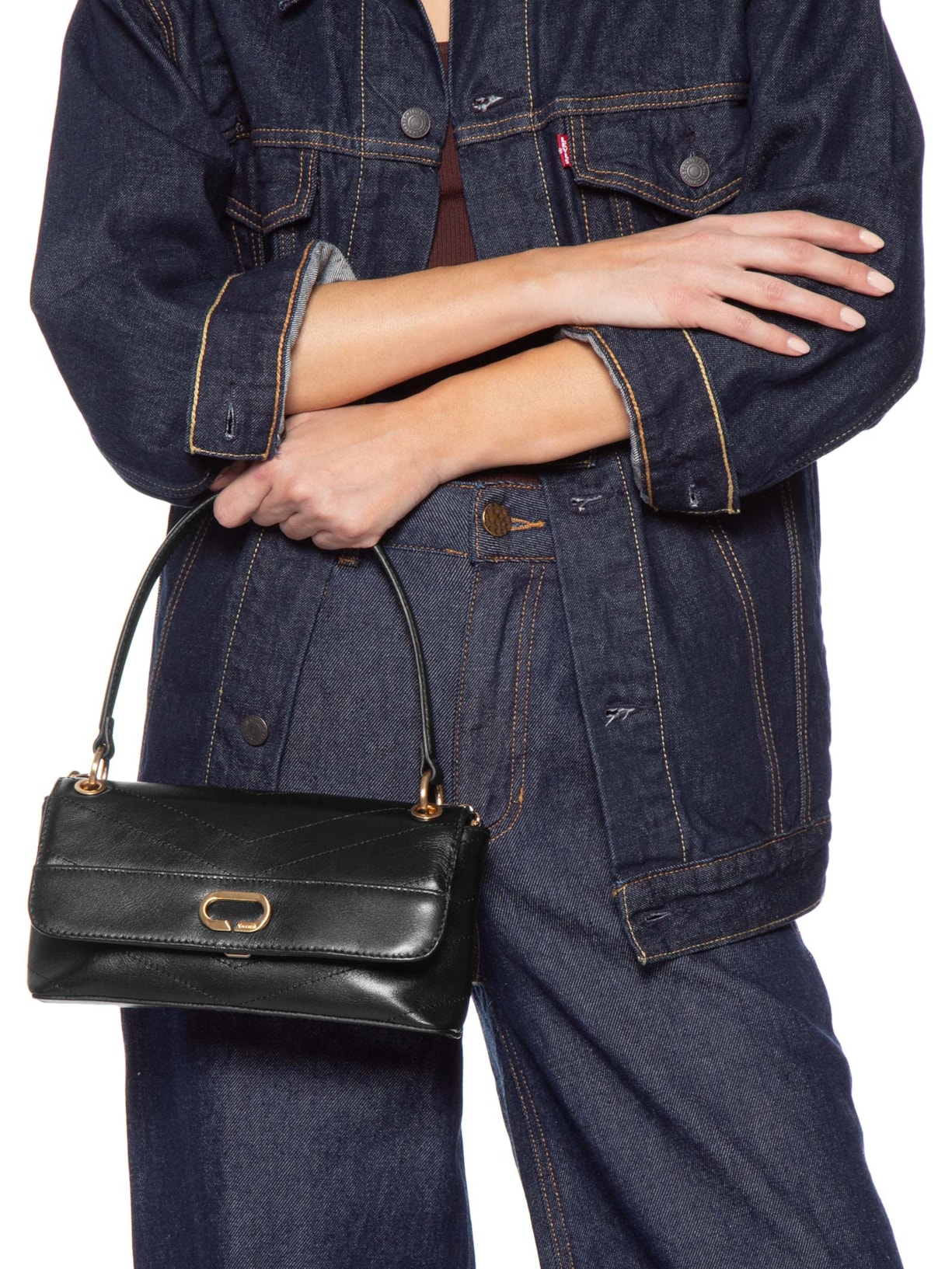 Bolsa Feminina Tiracolo Pequena Couro Preto Vicenza