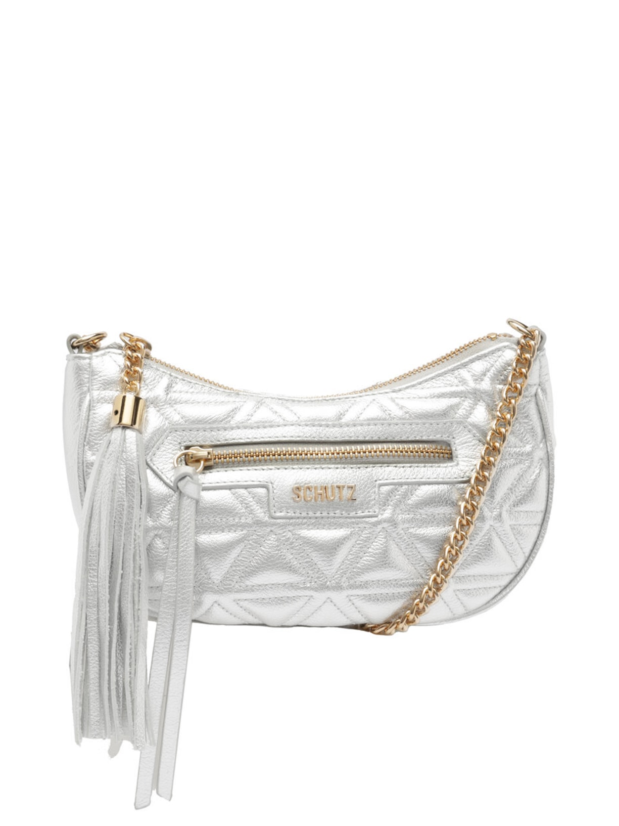 Bolsa Feminina Tiracolo Pequena Couro Texturizado - Prata