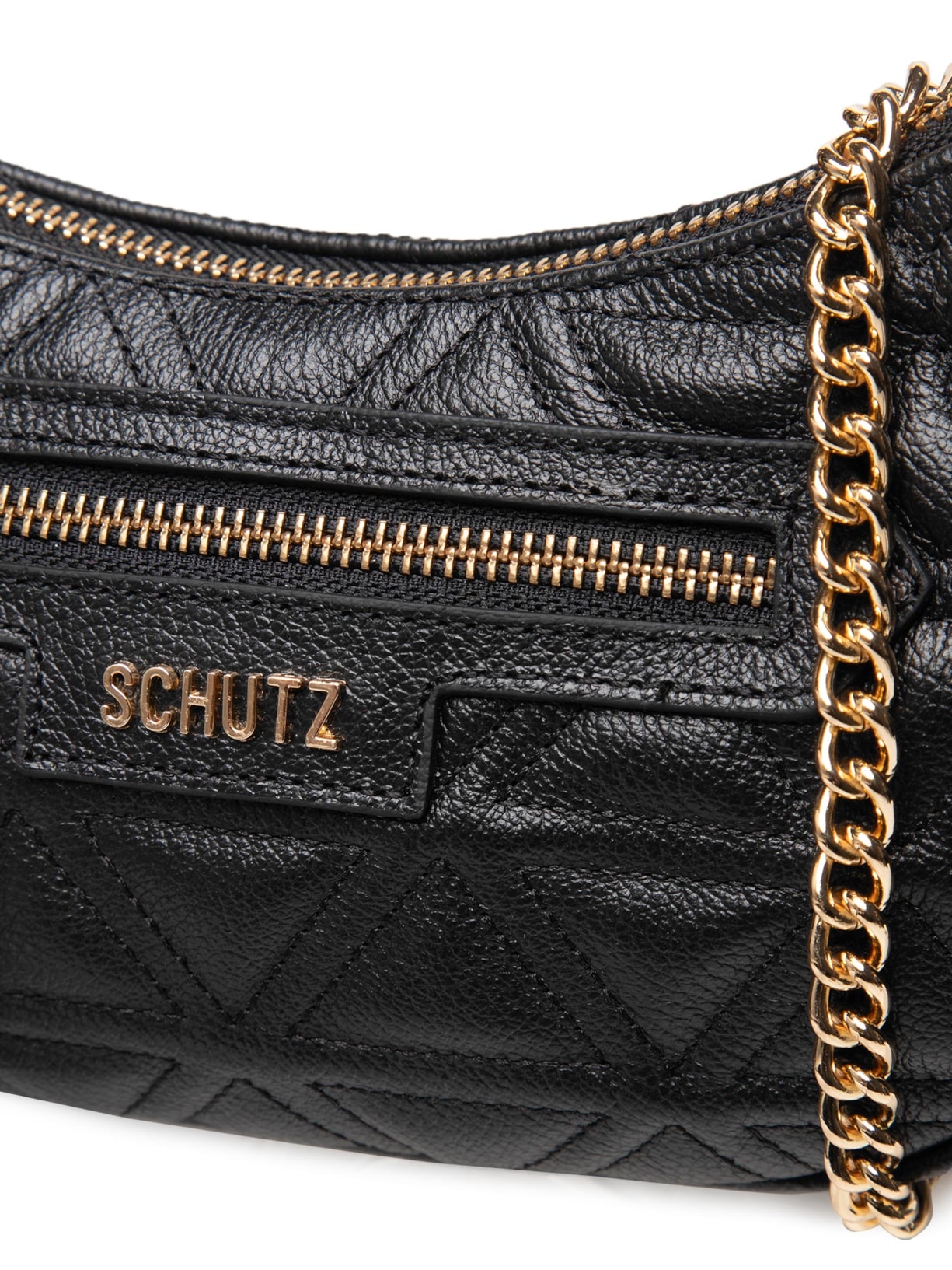 Bolsa Feminina Tiracolo Pequena Couro Texturizado Preto Schutz