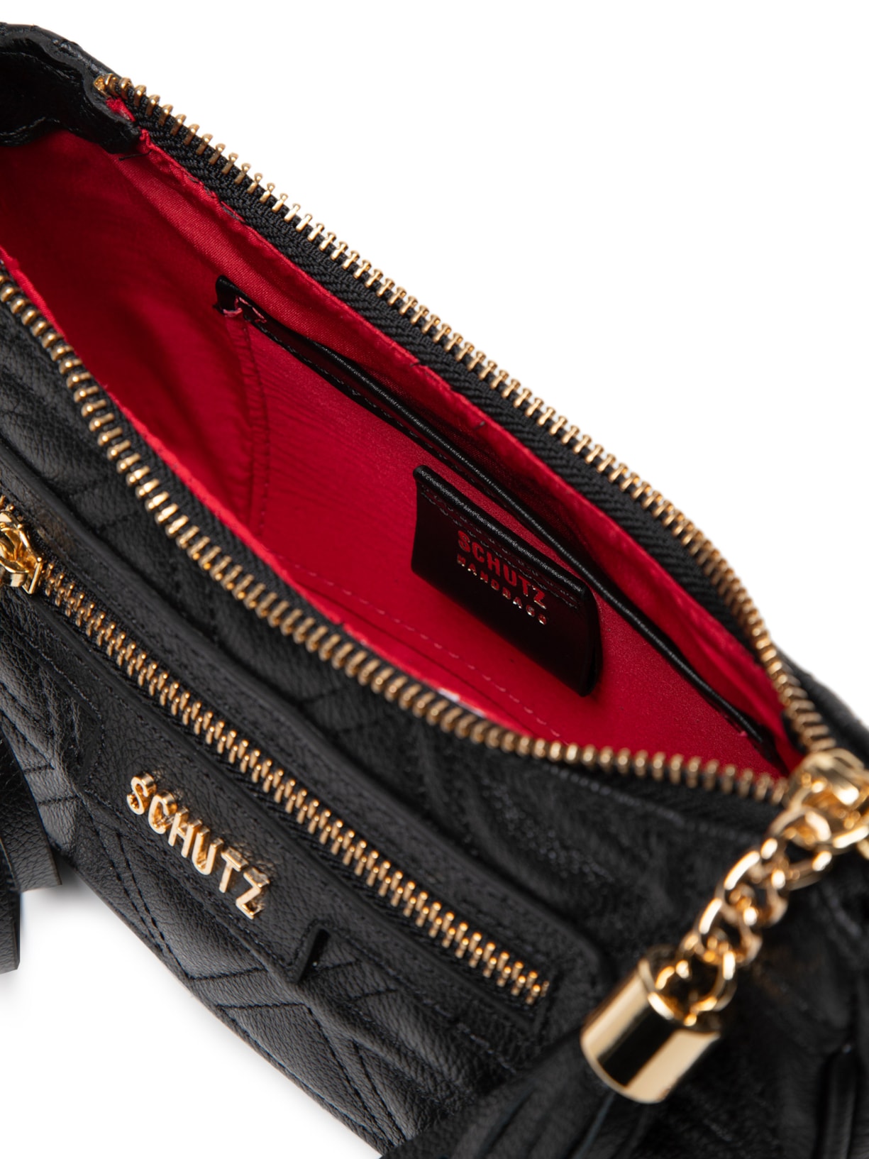 Bolsa Feminina Tiracolo Pequena Couro Texturizado Preto Schutz