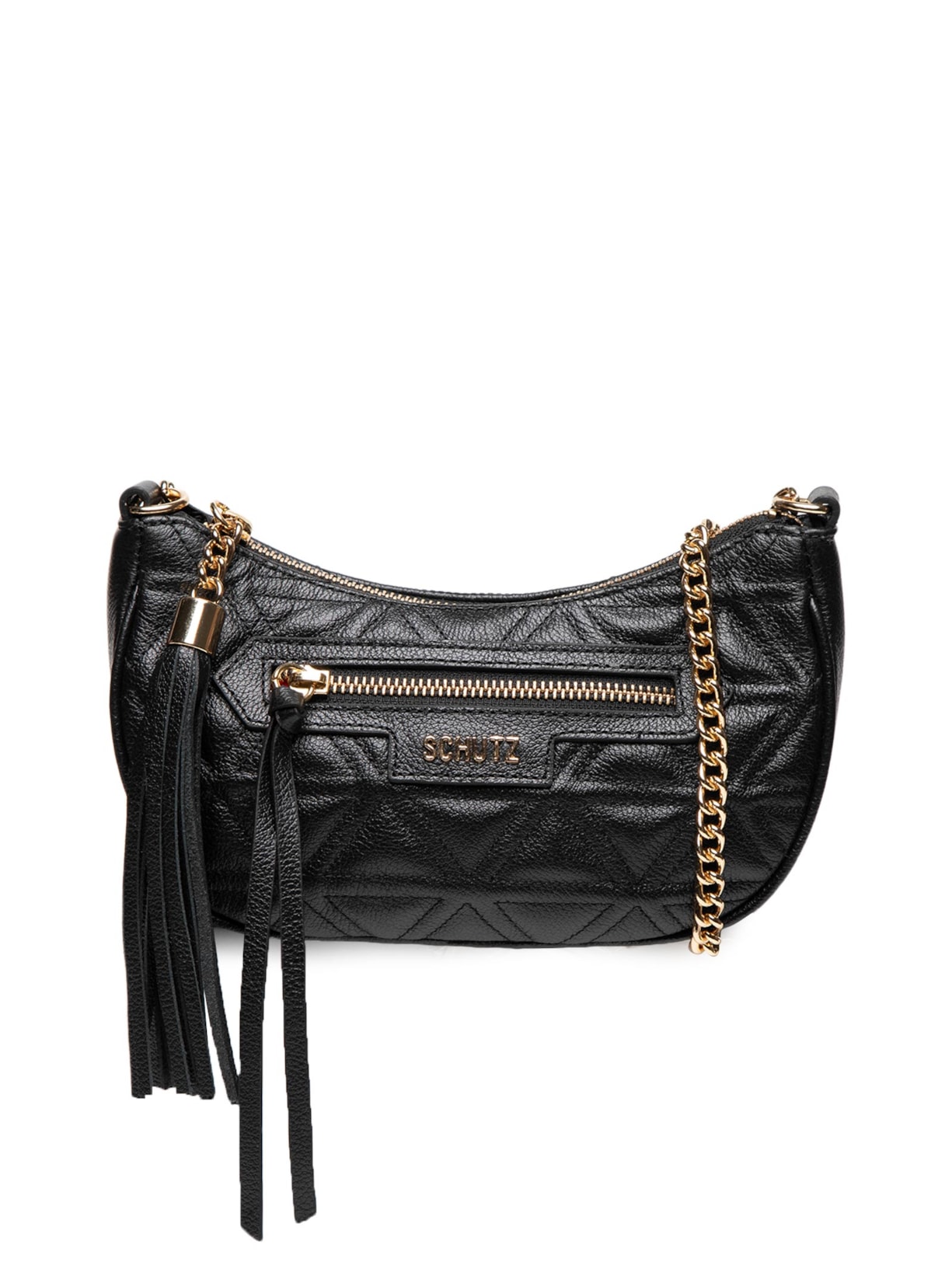 Bolsa Feminina Tiracolo Pequena Couro Texturizado Preto Schutz