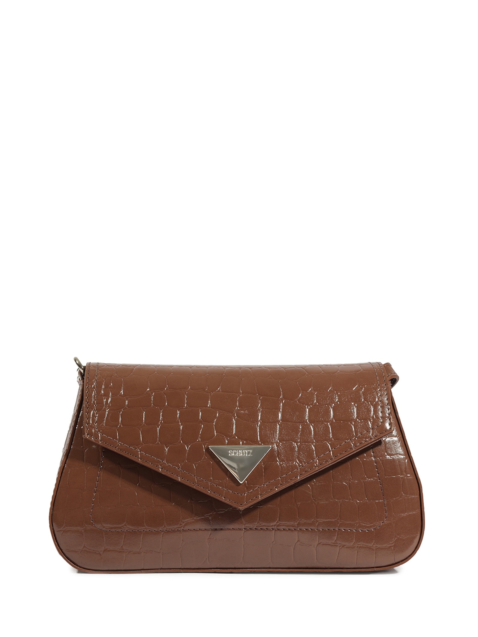 よー Bolsa Feminina Tiracolo Pequena Croco - Marrom - Schutz
