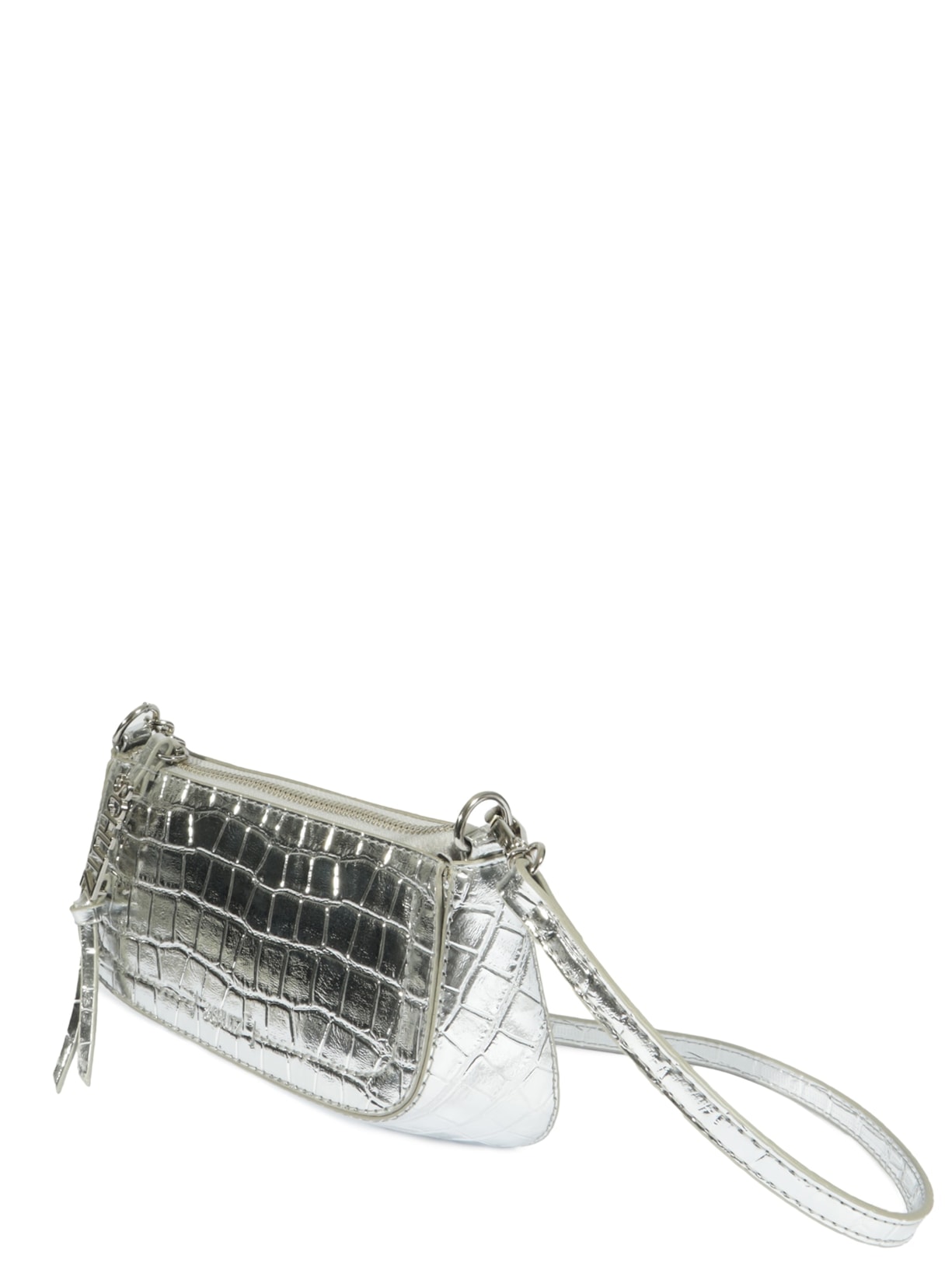 Bolsa Feminina Tiracolo Pequena Croco Prateado Schutz