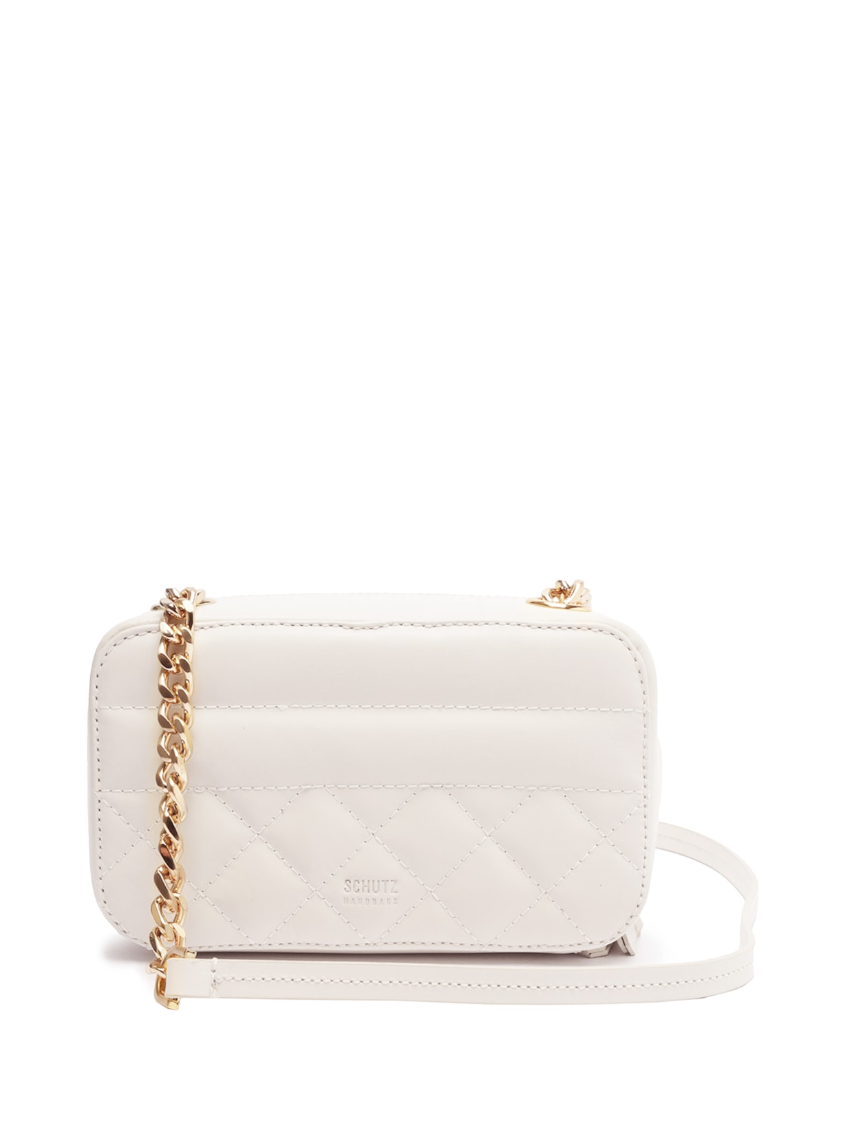 Bolsa Feminina Tiracolo Pequena Dazzle Couro Off White Schutz