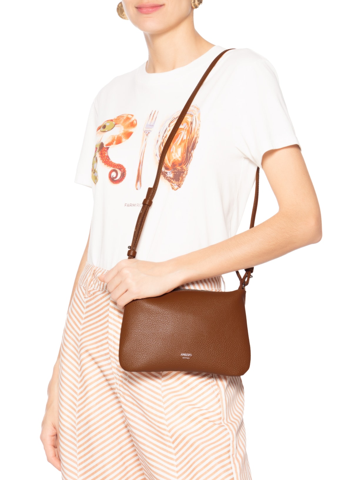 Bolsa Feminina Tiracolo Pequena Marrom Arezzo