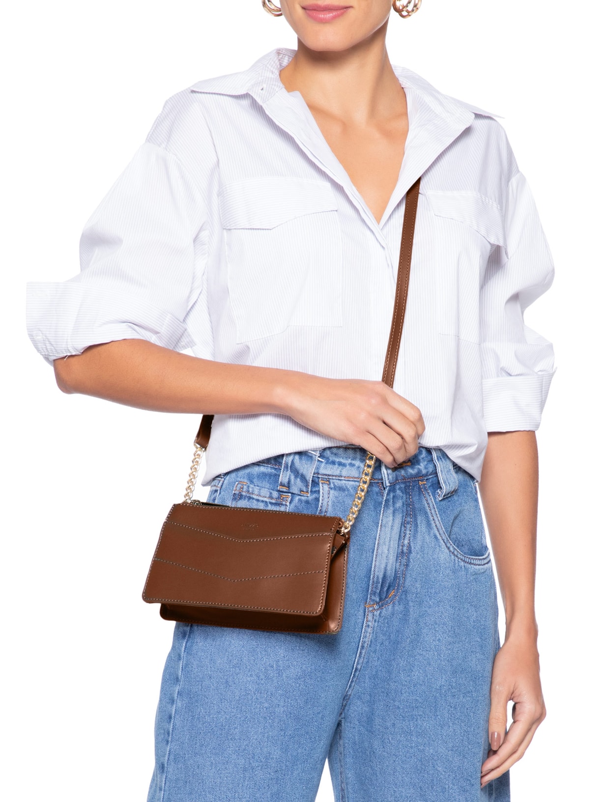 Bolsa Feminina Tiracolo Pequena Marrom Arezzo