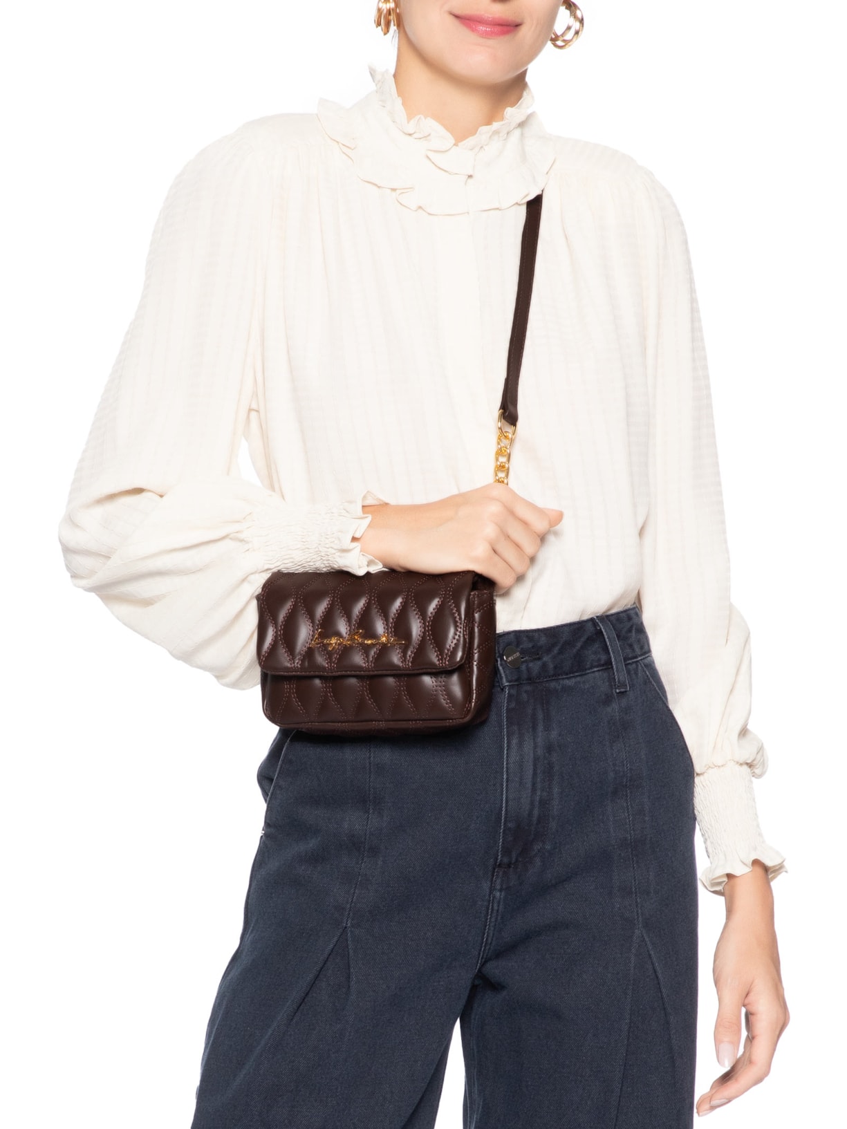 Bolsa Feminina Tiracolo Pequena Marrom Luiza Barcelos