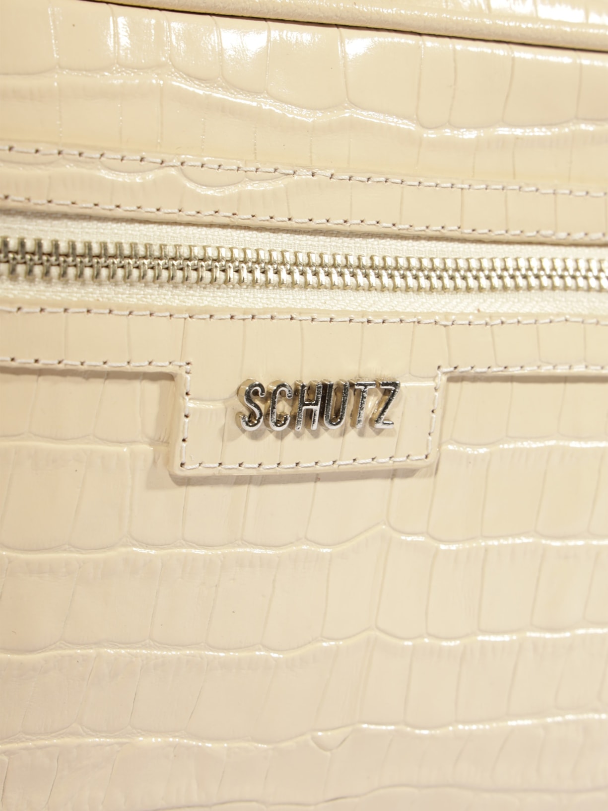 Bolsa Feminina Tiracolo Pequena Mirella Couro Croco Branco Schutz
