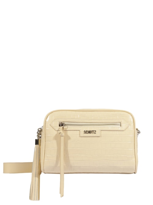 Bolsa Feminina Tiracolo Pequena Mirella Couro Croco - Branco
