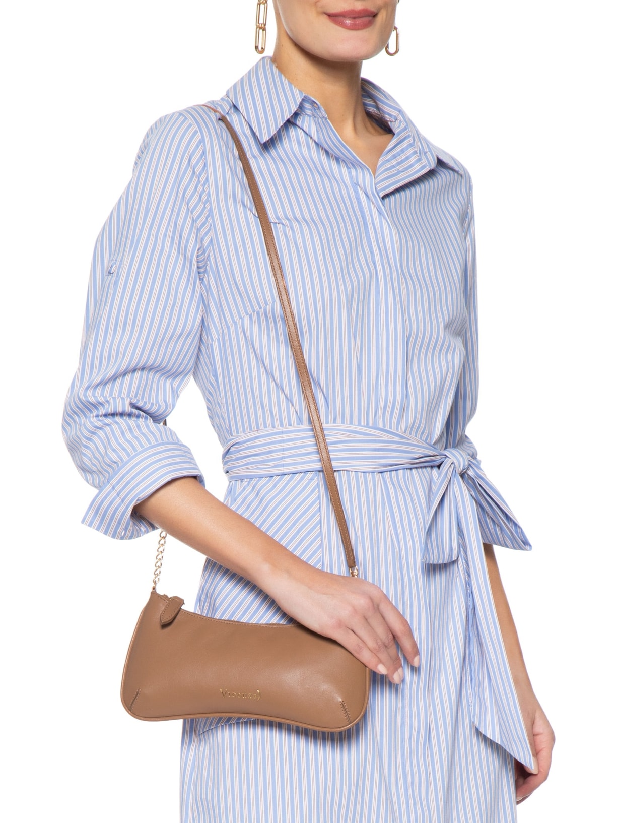 Bolsa Feminina Tiracolo Pequena Napa Oil Marrom Vicenza