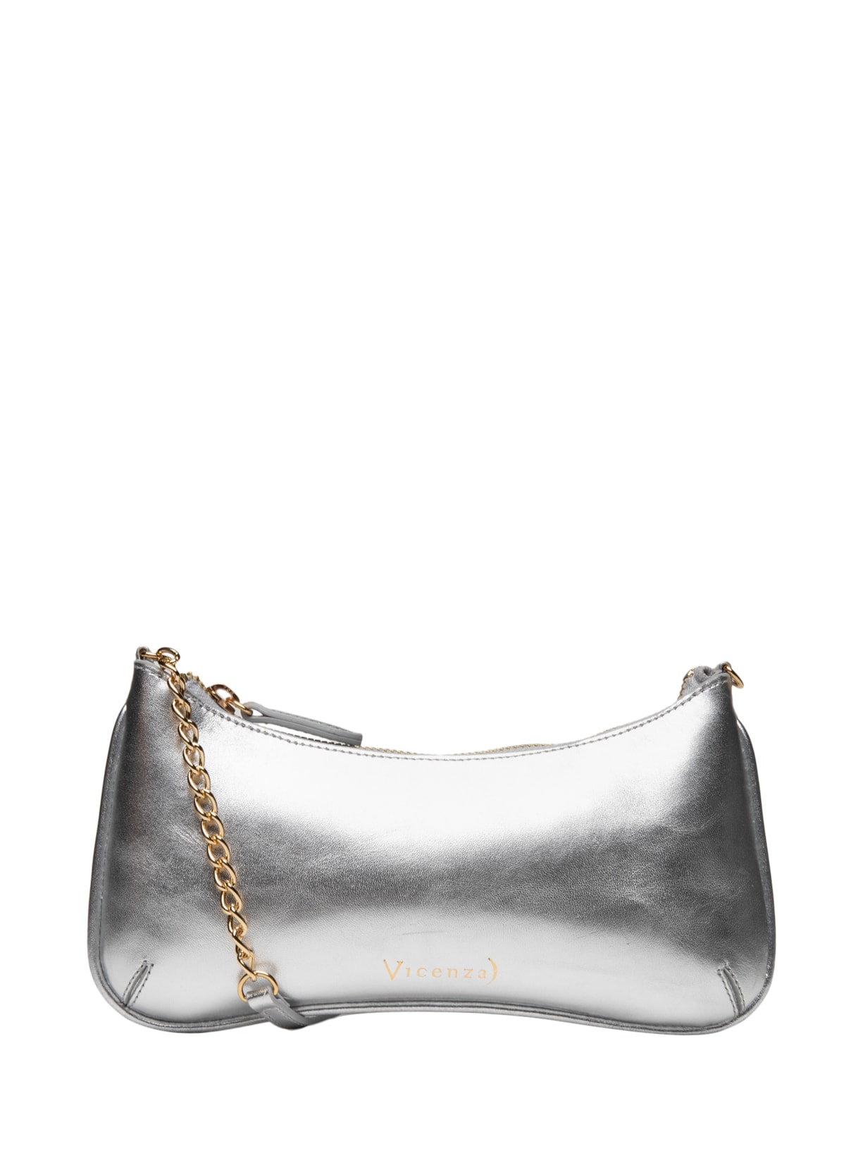 Bolsa Feminina Tiracolo Pequena Napa Oil Metal Prateado Vicenza