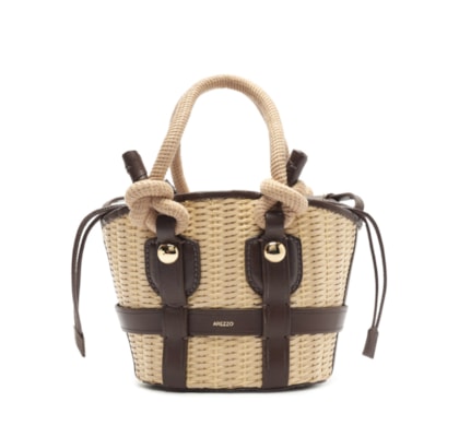 Bolsa Feminina Tiracolo Pequena Palha - Bege