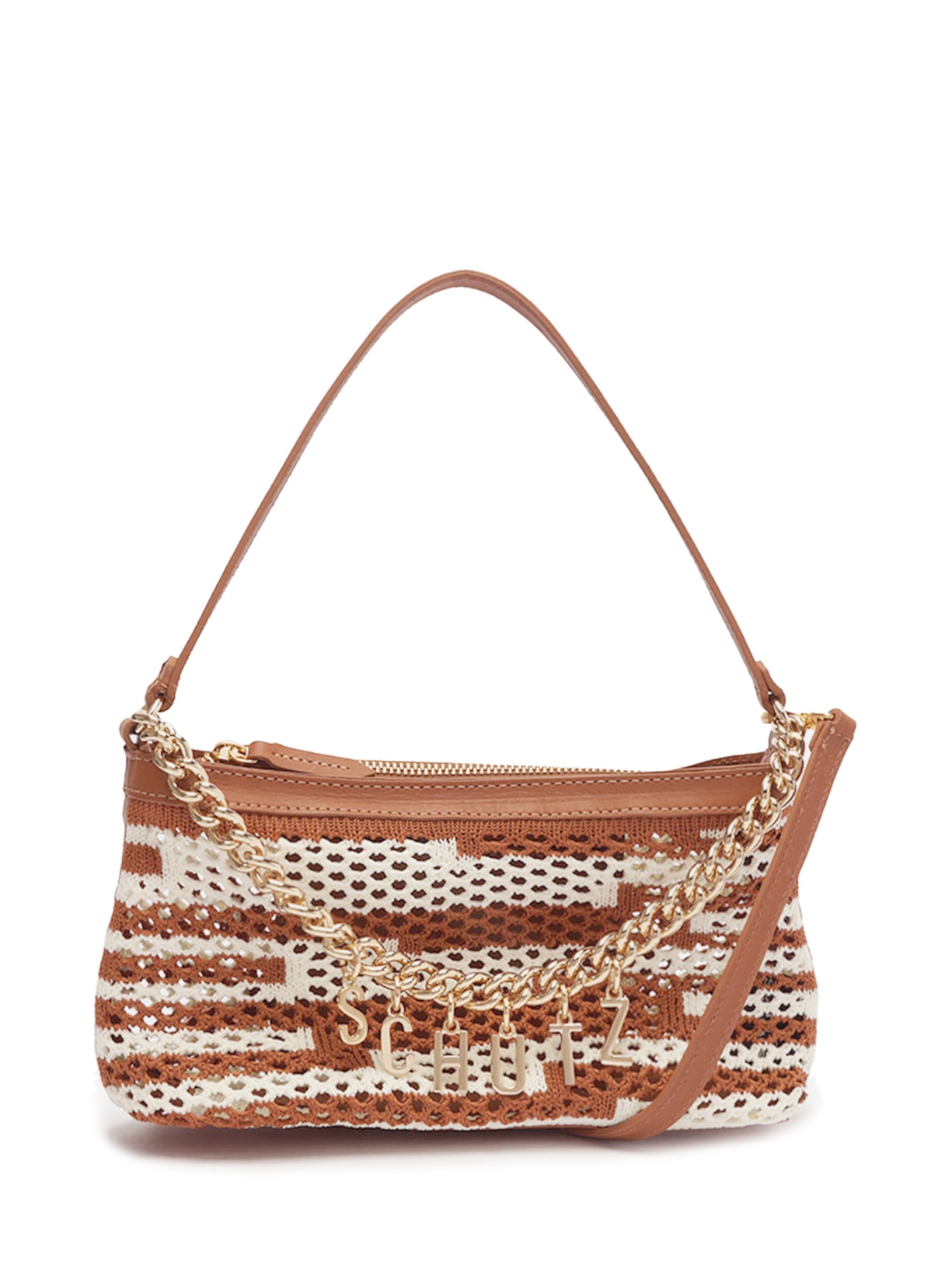 Bolsa Feminina Tiracolo Pequena Polly Tricot - Schutz - Marrom